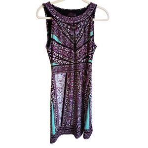 Hale Bob Printed Sleeveless Jersey Dress XS Purple Teal